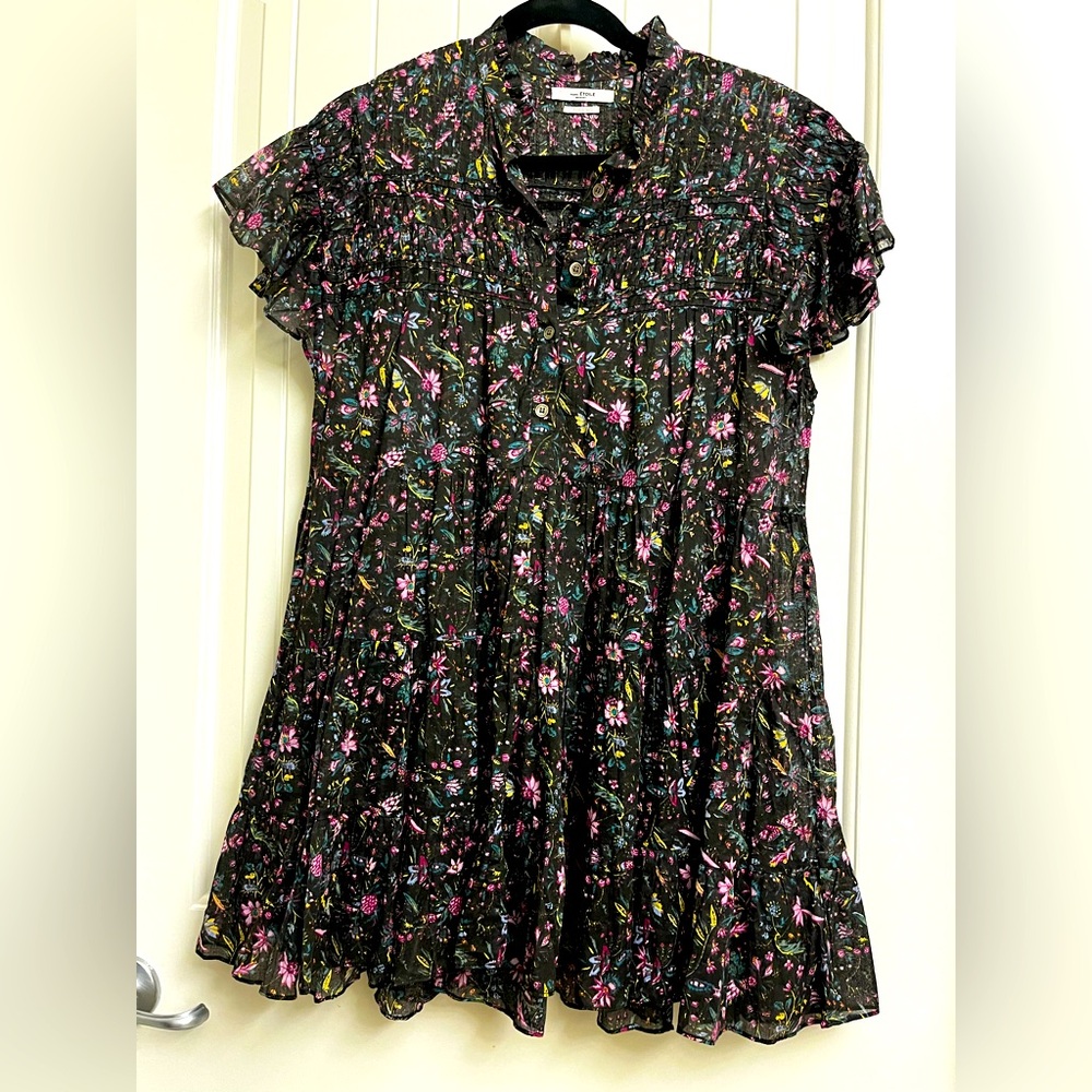 Isabel Marant Etoile Floral Lanikae Ruffled Tiered Dress, size 34